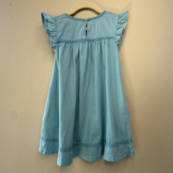 MINI BODEN A Line Flutter Sleeve Dress 3-4 Delphinium Retro Blue Jersey Toddler - Picture 2 of 9